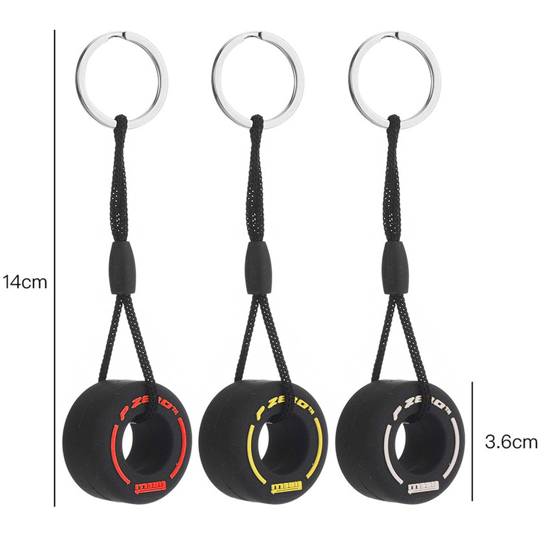 Lot de 3 porte-clés Formule 1 | Jaune | Blanc | Rouge | Pirelli | P-Zero | Porte-clés | F1
