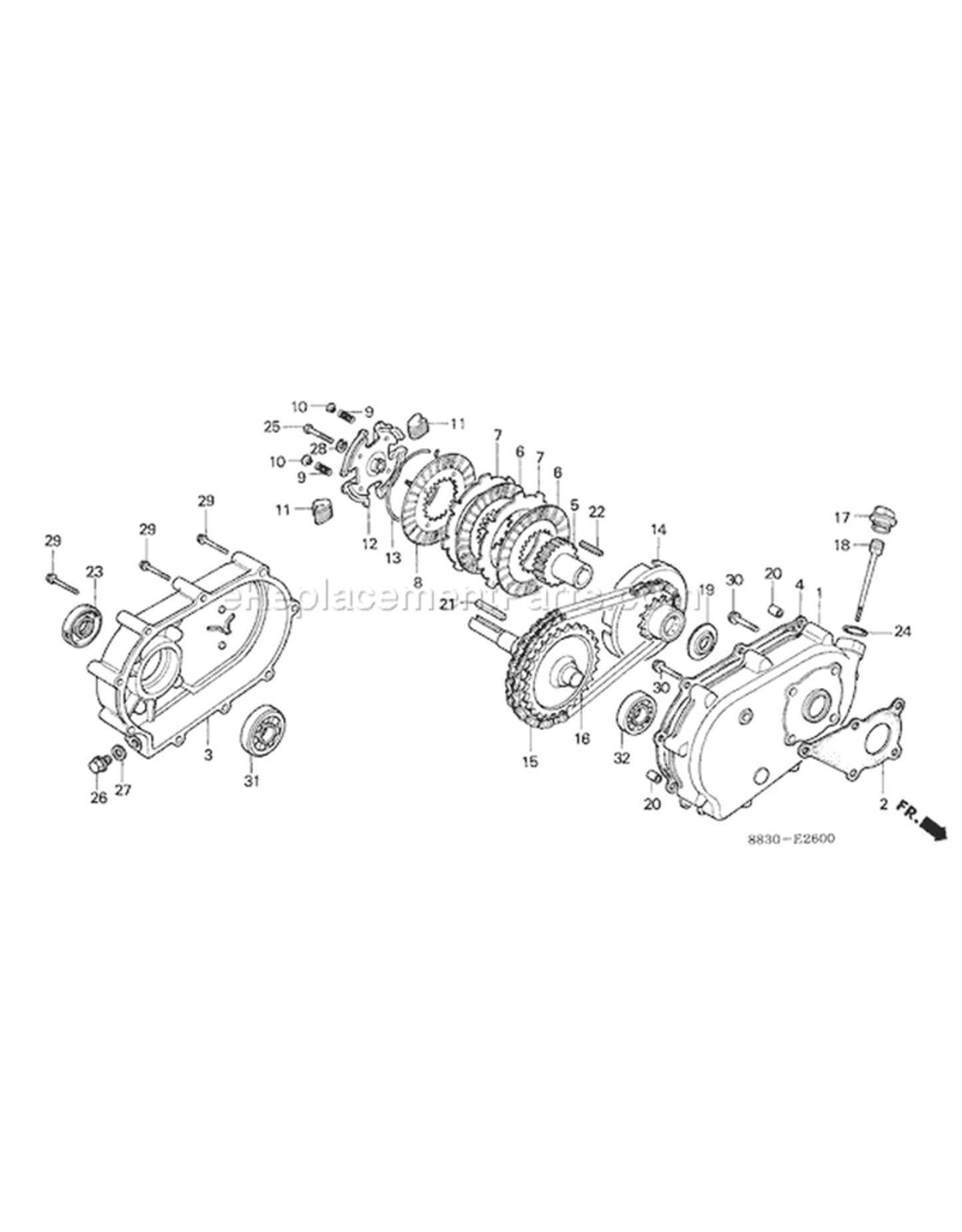 Honda GX160/200/270 reductiekast dop grijs natte koppeling - KartKings