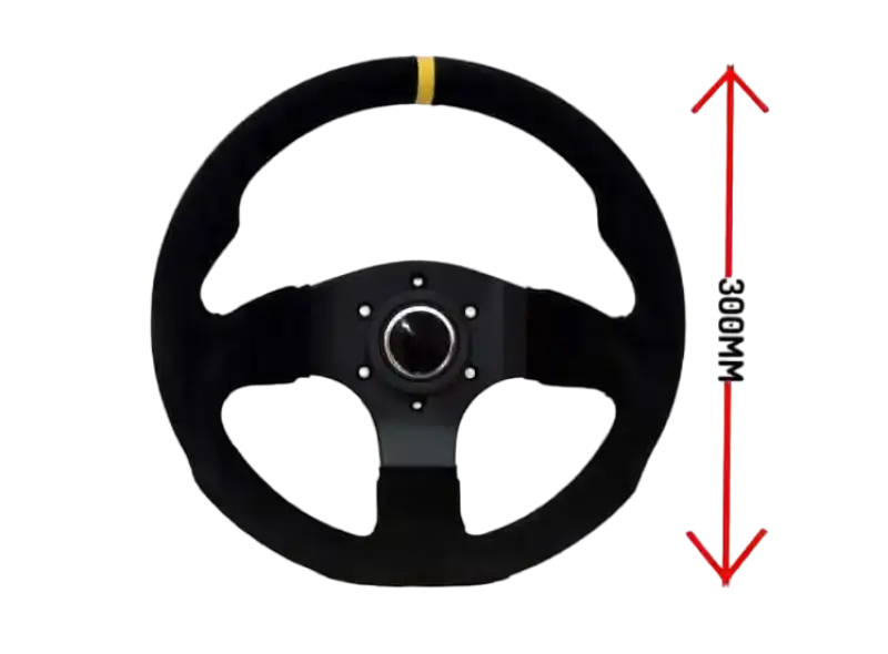 LTEC 3-Spoke Suede Steering Wheel – 300mm Flat