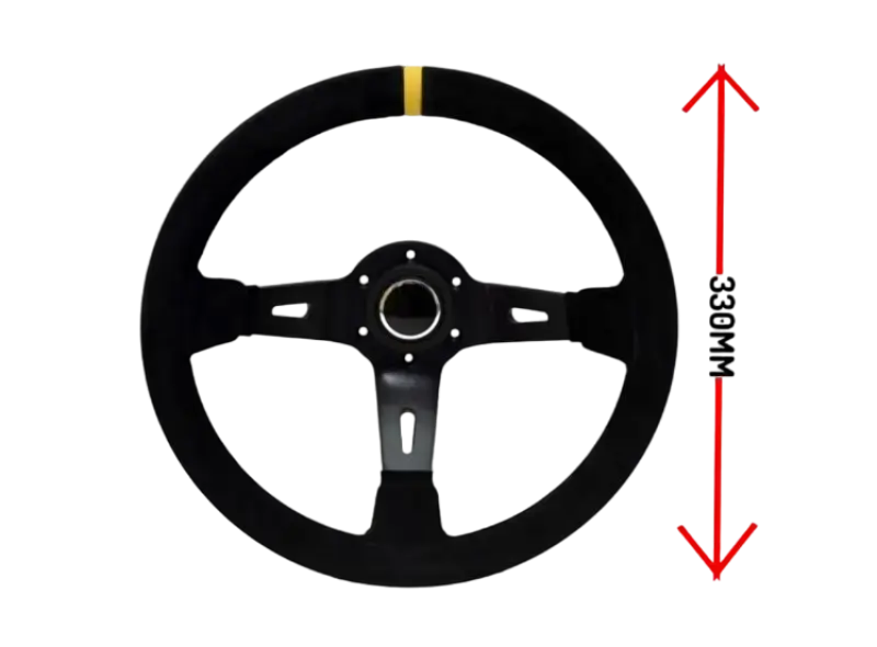 LTEC 3-Spoke Suede Steering Wheel – 330mm | 90mm Deep Dish