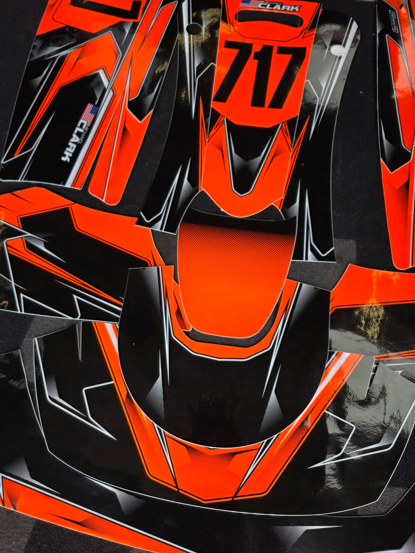 Set d'autocollants KG Design noir/orange fluo