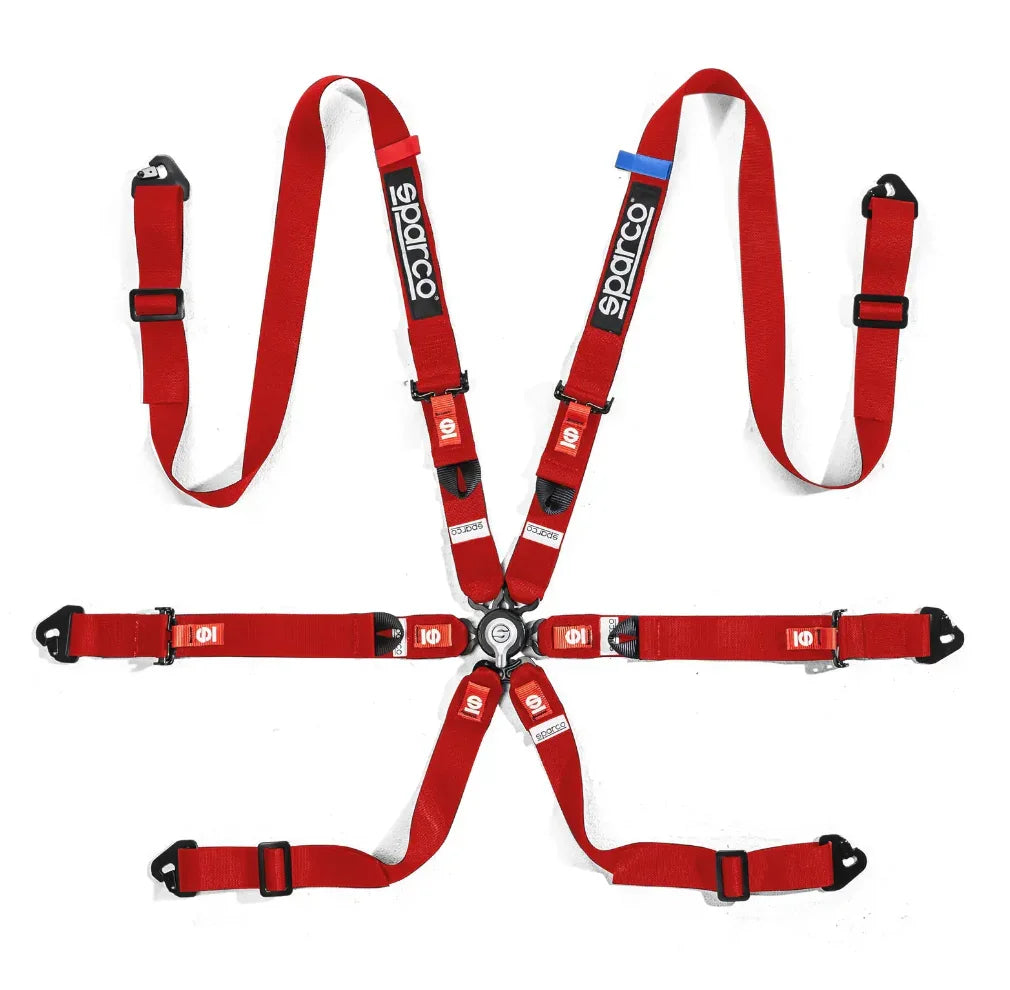 Sparco Competition H-2 PU 6-puntsgordel rood - KartKings