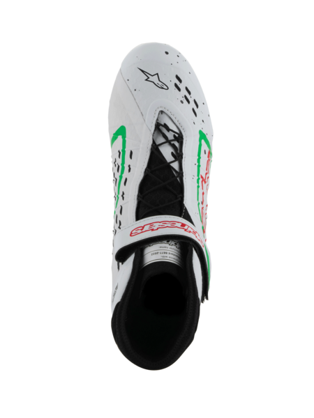 Chaussures de karting Alpinestars KX V3 homologuées FIA Blanc / vert / rouge