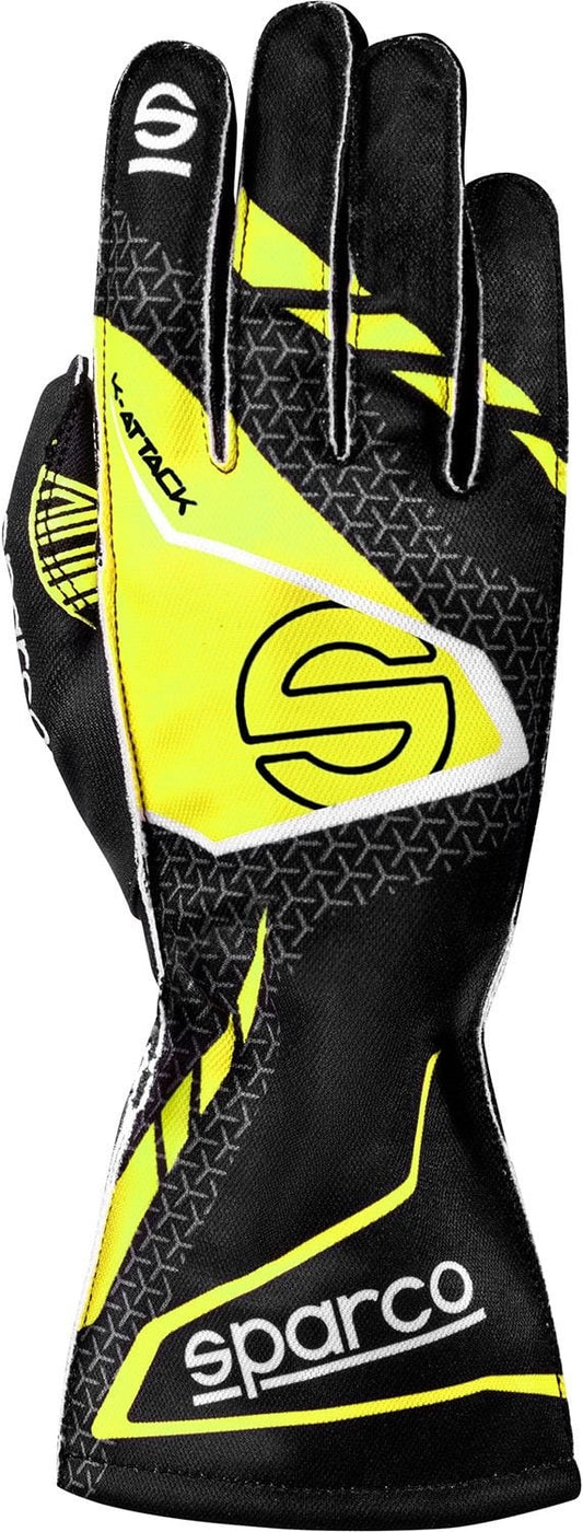 Gants de karting Sparco K-attack Noir/jaune fluo
