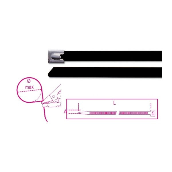 Serre-câbles Beta en acier inoxydable, 100 pièces (pour pinces automatiques) 