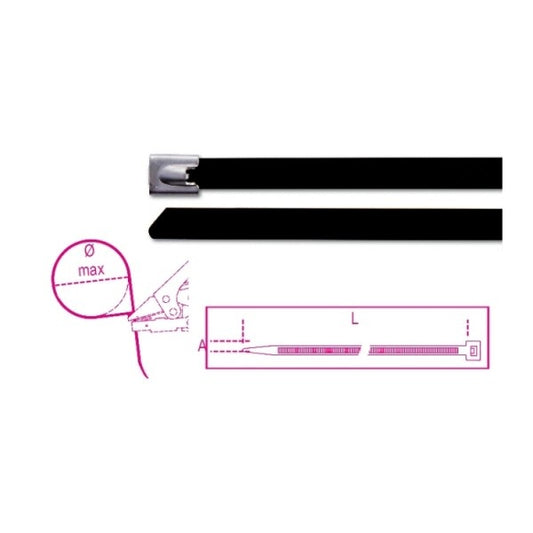 Serre-câbles Beta en acier inoxydable, 100 pièces (pour pinces automatiques) 
