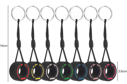Lot de 7 porte-clés Formule 1 | Jaune | Blanc | Rouge | Vert | Bleu | Rose | Violet | Pirelli | F1