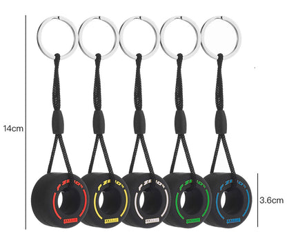 Lot de 5 porte-clés Formule 1 | Jaune | Blanc | Rouge | Vert | Bleu | Pirelli | F1