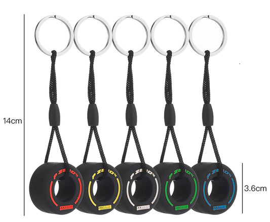 Lot de 5 porte-clés Formule 1 | Jaune | Blanc | Rouge | Vert | Bleu | Pirelli | F1