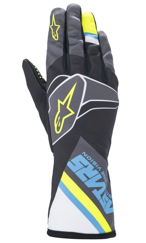 Gants Alpinestars Tech 1-K Graphic Noir/Bleu/Jaune Fluo