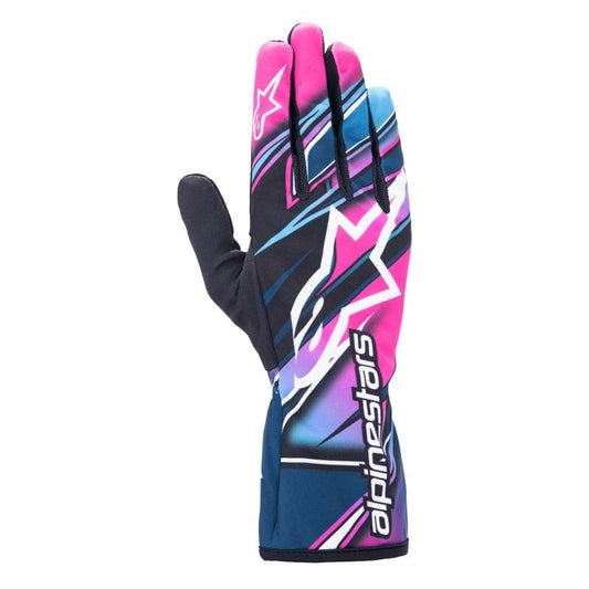 Gants de compétition Alpinestars Tech 1-K V2 Rose/Cyan/Blanc