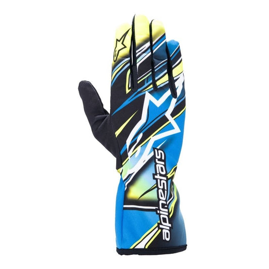 Gants de compétition Alpinestars Tech 1-K V2 Jaune fluo/bleu/blanc