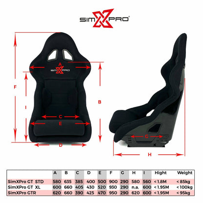 SimXPro® GT-RS® XL Siège GT + supports de siège inclus