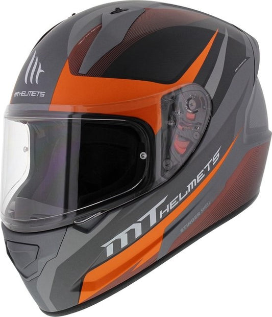 Casques MT Stinger divisés gunmetal fluor orange