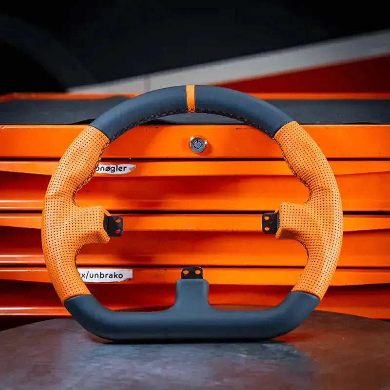 Asetek SimSports closed D orange leather rim