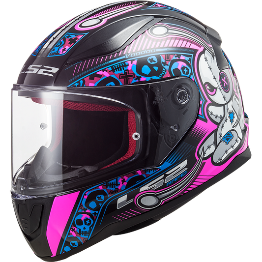 Casque enfant LS2 FF353 Rapid mini Voodoo noir/rose