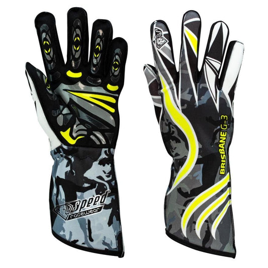 Gants de vitesse Brisbane G-3 Noir/jaune fluo