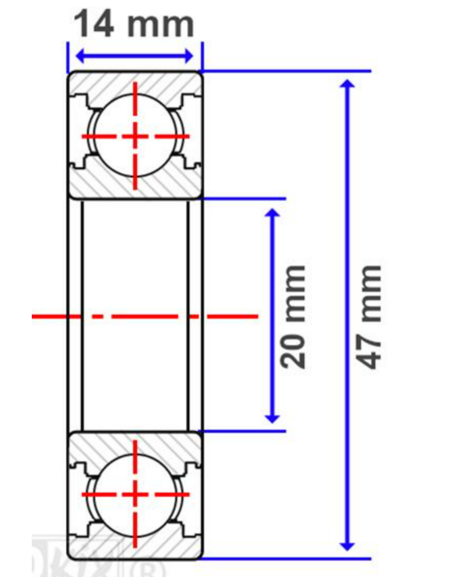 Roulement de vilebrequin Iame 60cc SKF 6204 C4