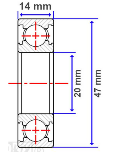 Roulement de vilebrequin Iame 60cc SKF 6204 C4