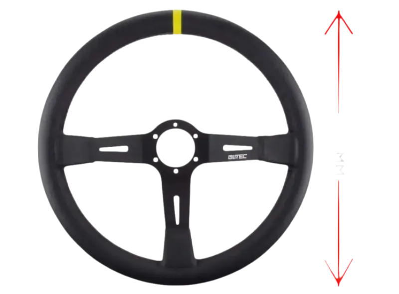 LTEC 3-Spoke Leather Steering Wheel 350mm – 65mm Dish (FIA Approved)