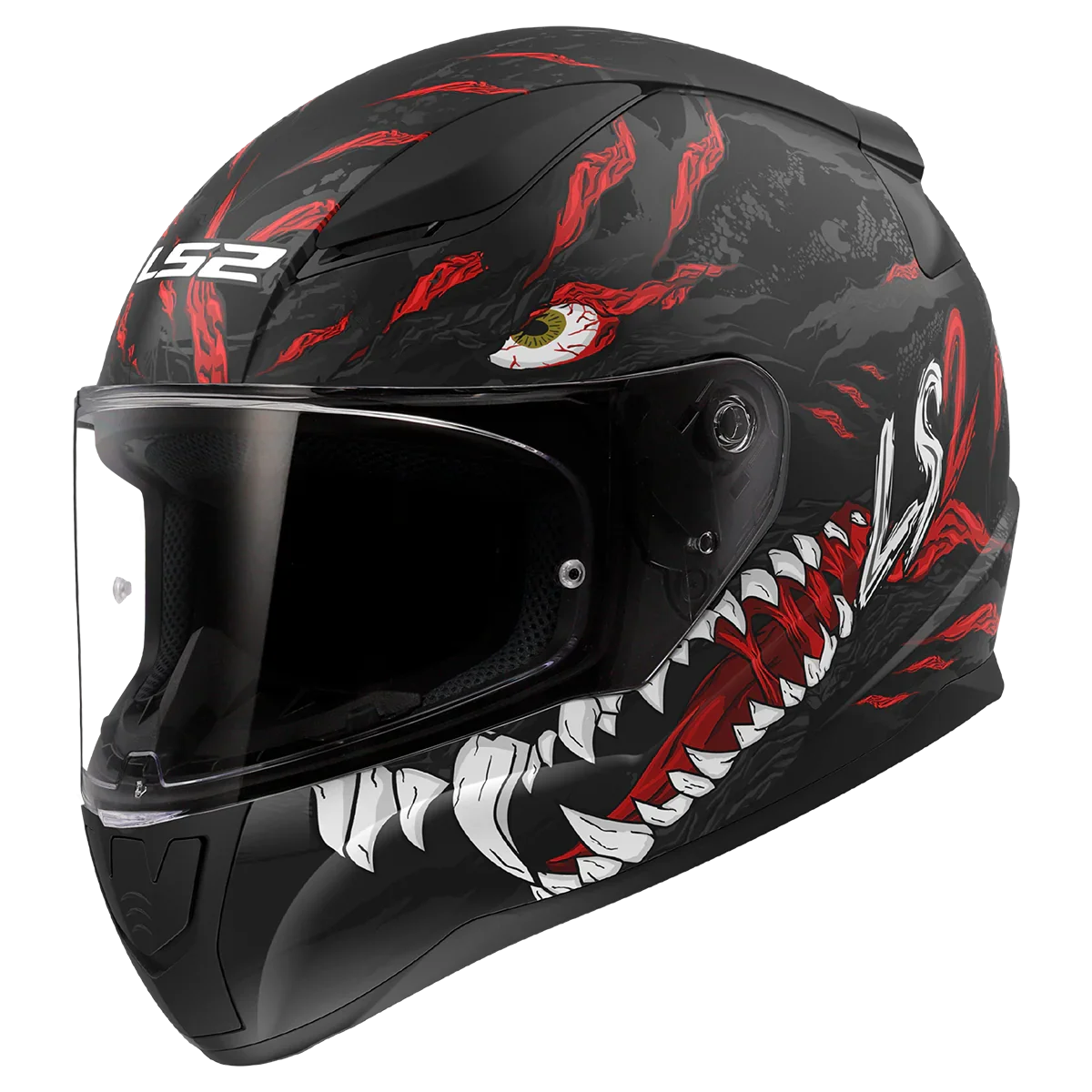 LS2 FF353 Rapid II Kaiju matt zwart/rood - KartKings