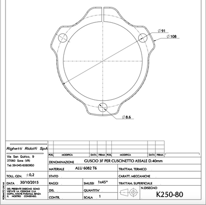 RR achteras lager houder 40/50 mm x 80