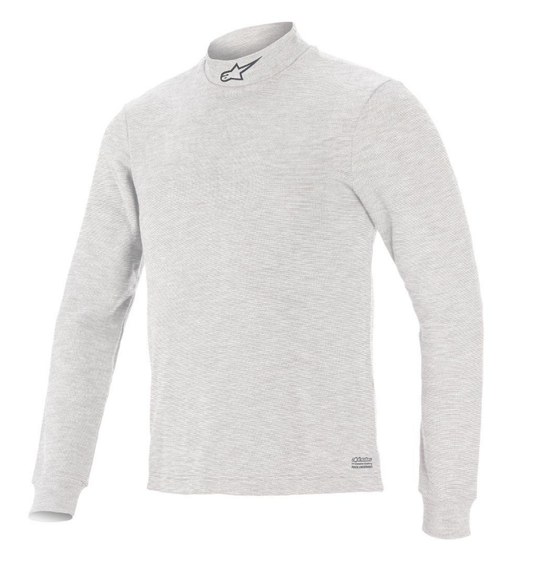 Maillot de corps à manches longues Alpinestars Race V3 Top, norme FIA 8856-2018, blanc