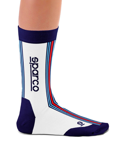 Chaussettes hautes au design emblématique Sparco Martini Blanc / Bleu / Rouge