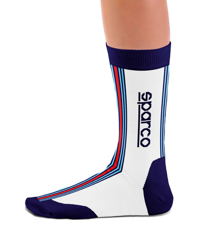 Chaussettes hautes au design emblématique Sparco Martini Blanc / Bleu / Rouge