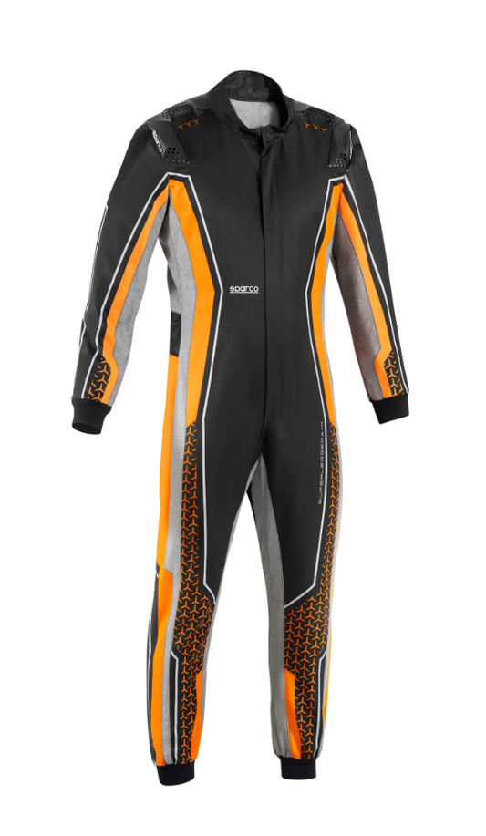 Combinaison de karting Sparco Superleggera FIA 8877-2022-Noir / Orange fluo