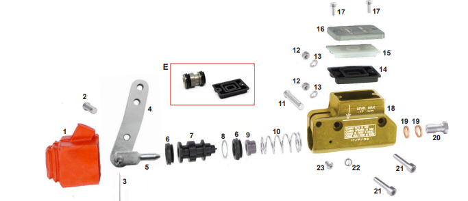 Cylindre maître-cylindre de frein à axe CRG 16 mm