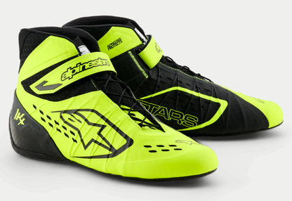 Chaussures de karting Alpinestars KX V3 homologuées FIA, jaune fluo/noir