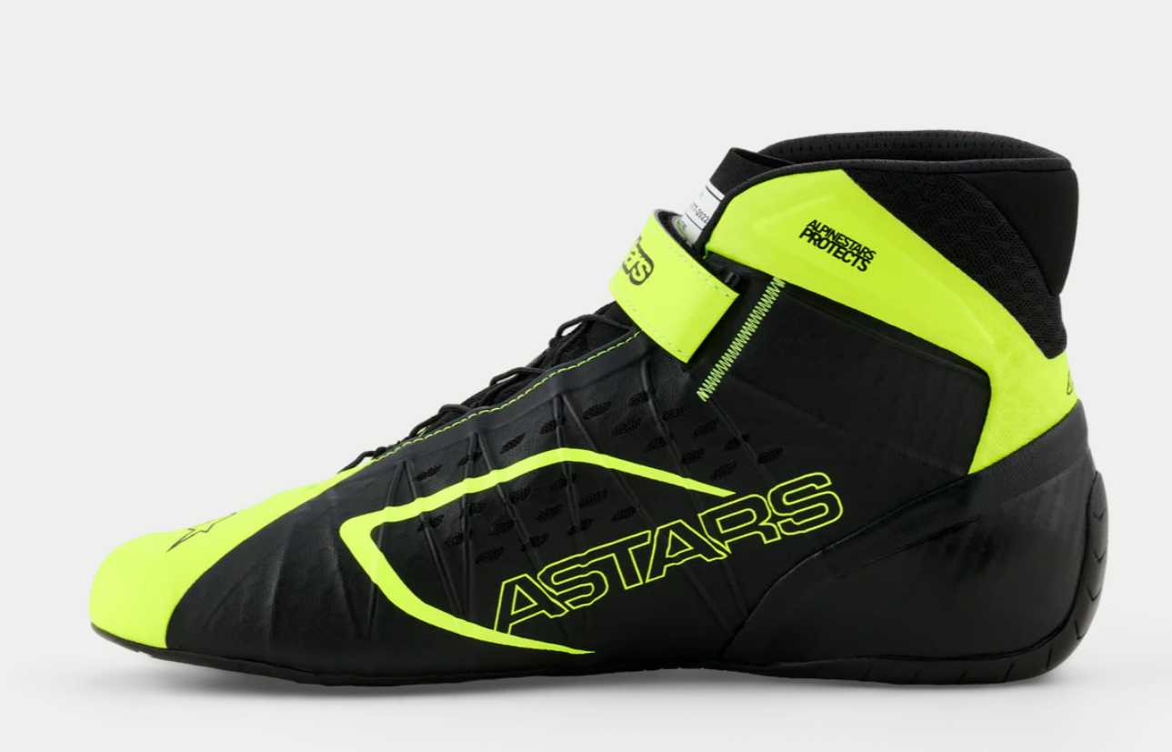 Chaussures de karting Alpinestars KX V3 homologuées FIA, jaune fluo/noir