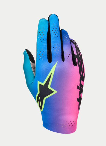 Gants Alpinestars Sim Racing Graphic 2 Cyan/Rose/Jaune fluo