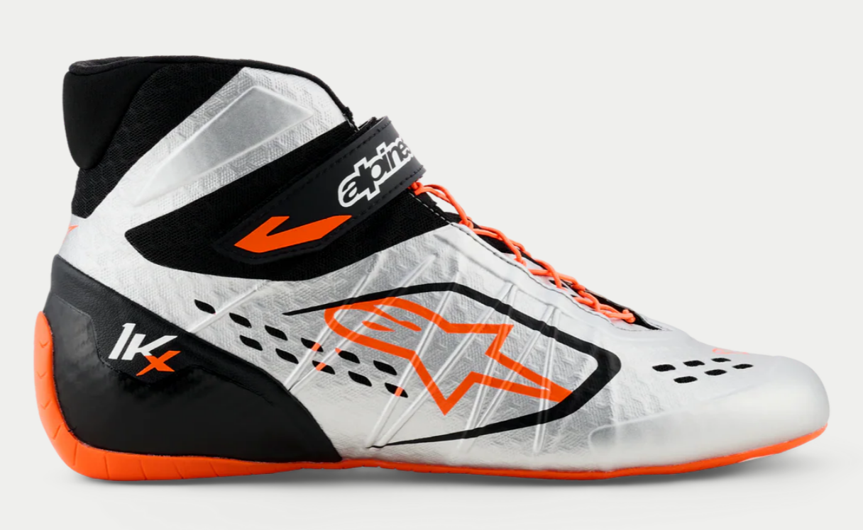 Chaussures de karting Alpinestars KX V3 homologuées FIA, orange/argent