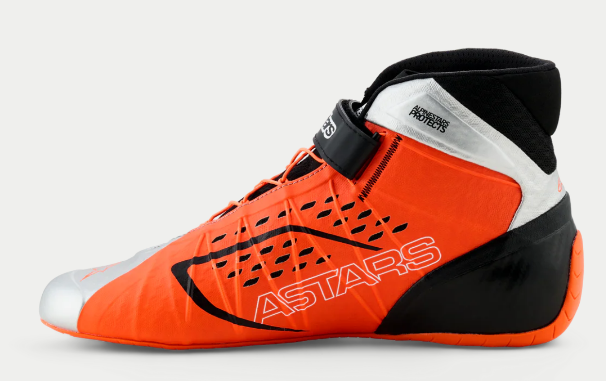 Chaussures de karting Alpinestars KX V3 homologuées FIA, orange/argent