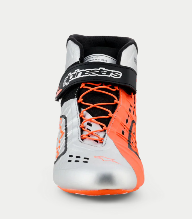 Chaussures de karting Alpinestars KX V3 homologuées FIA, orange/argent