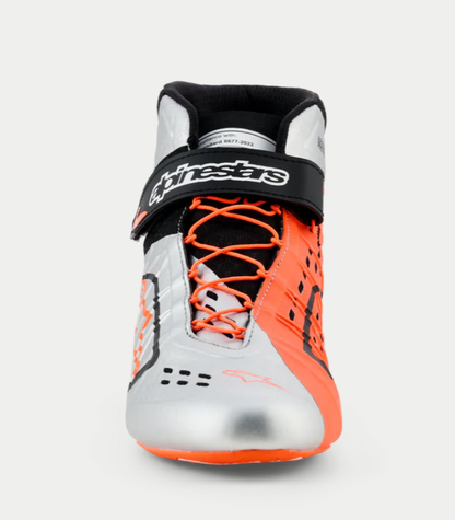 Chaussures de karting Alpinestars KX V3 homologuées FIA, orange/argent