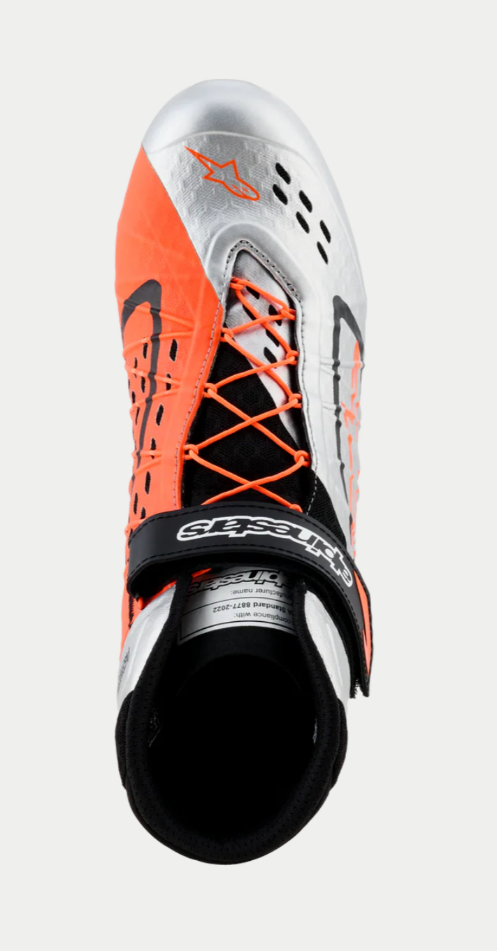 Chaussures de karting Alpinestars KX V3 homologuées FIA, orange/argent