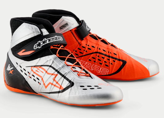 Chaussures de karting Alpinestars KX V3 homologuées FIA, orange/argent