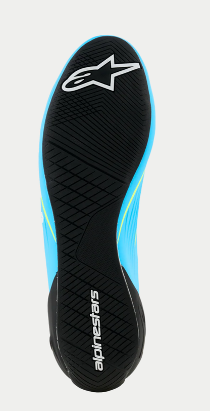 Chaussures de karting Alpinestars Supertech K FIA Bleu clair / Jaune fluo