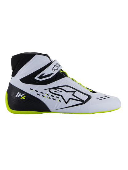 Chaussures de karting Alpinestars KX V3 homologuées FIA, noir/blanc/jaune fluo