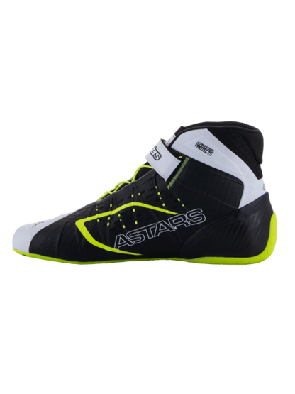 Chaussures de karting Alpinestars KX V3 homologuées FIA, noir/blanc/jaune fluo