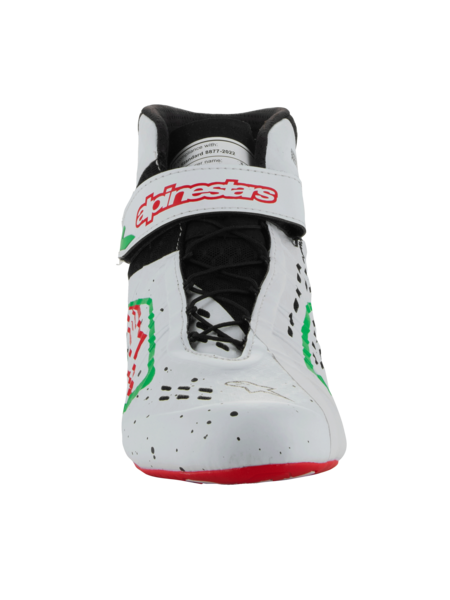 Chaussures de karting Alpinestars KX V3 homologuées FIA Blanc / vert / rouge
