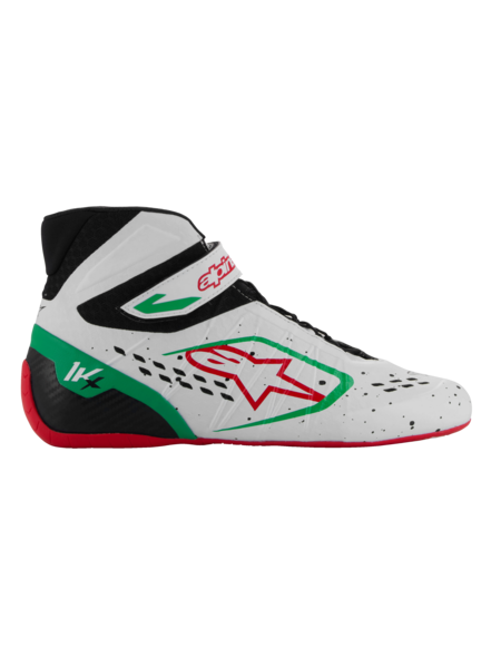 Chaussures de karting Alpinestars KX V3 FIA blanches/vertes/rouges