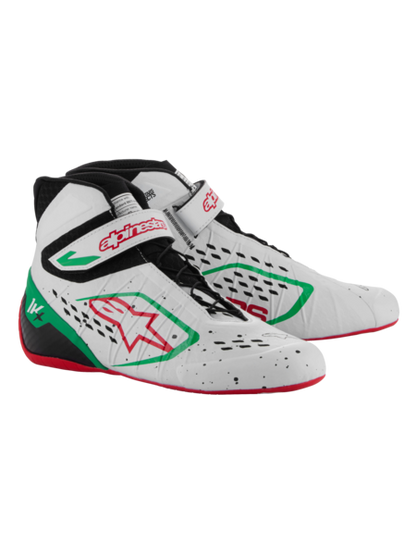 Chaussures de karting Alpinestars KX V3 FIA blanches/vertes/rouges