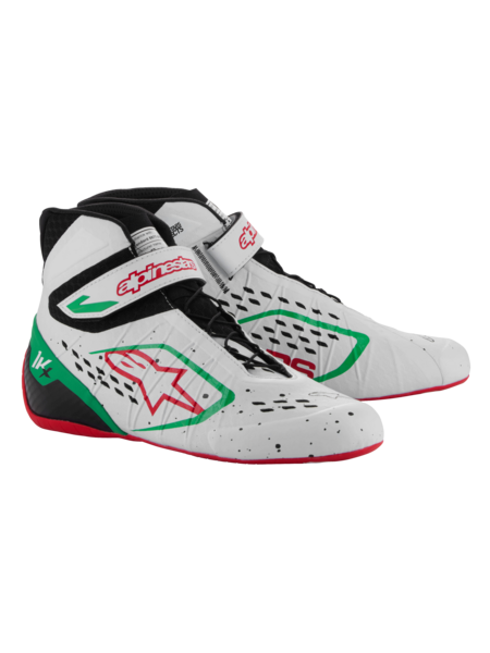 Chaussures de karting Alpinestars KX V3 FIA blanches/vertes/rouges