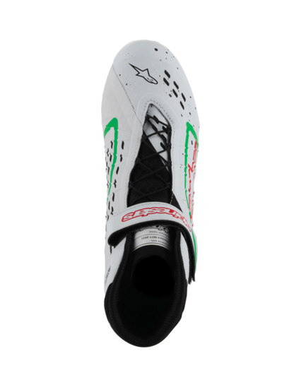 Chaussures de karting Alpinestars KX V3 FIA blanches/vertes/rouges