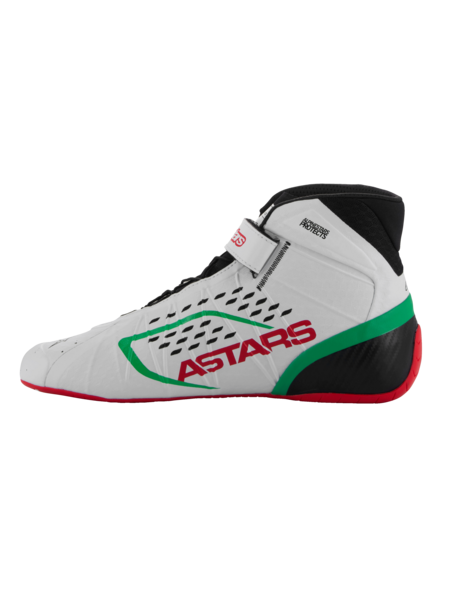 Chaussures de karting Alpinestars KX V3 FIA blanches/vertes/rouges