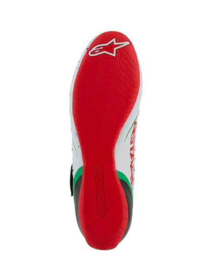 Chaussures de karting Alpinestars KX V3 FIA blanches/vertes/rouges
